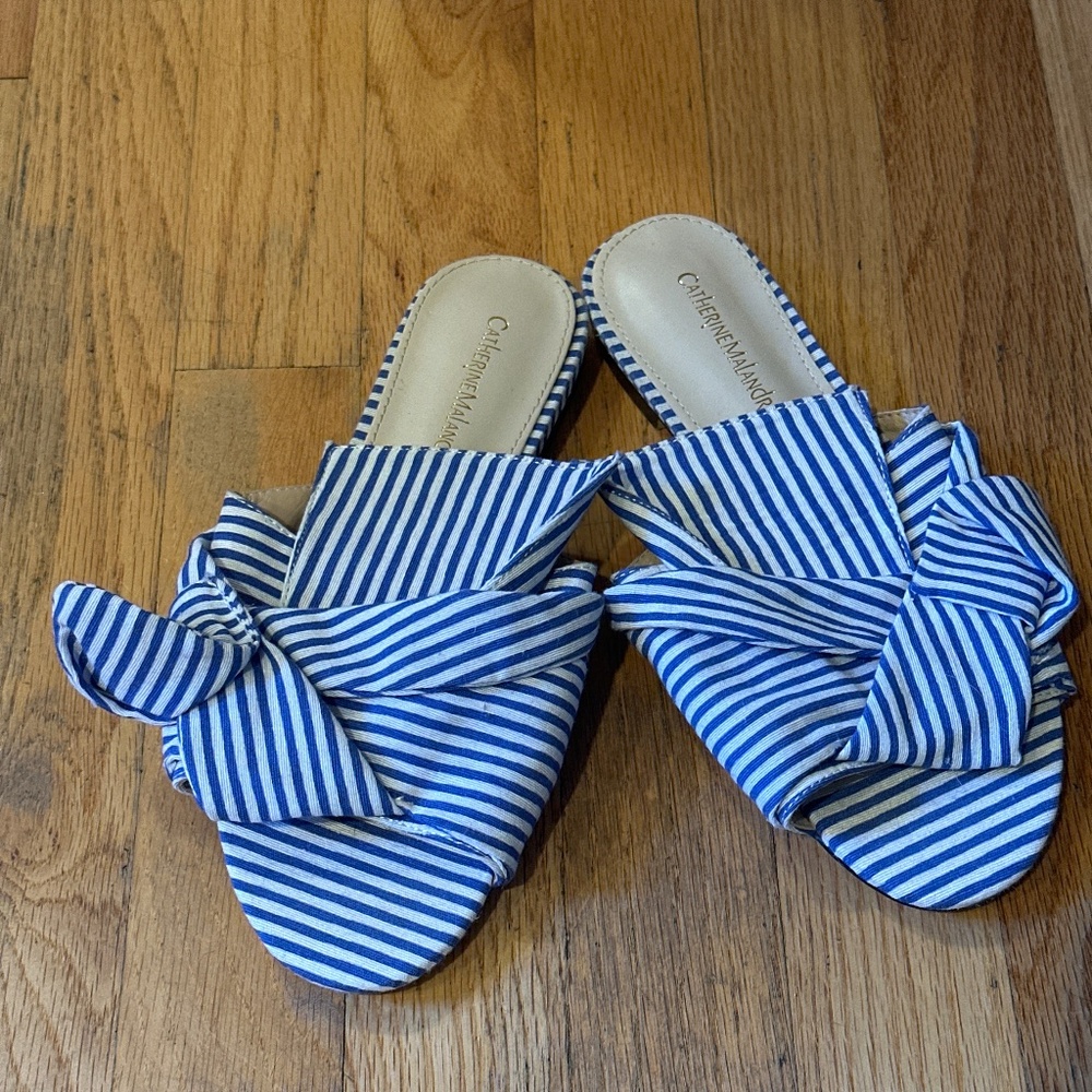 Blue & white striped sandals